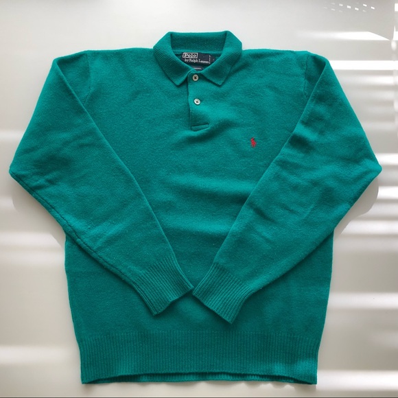Polo by Ralph Lauren Sweater Lambs Wool Green - Picture 1 of 6